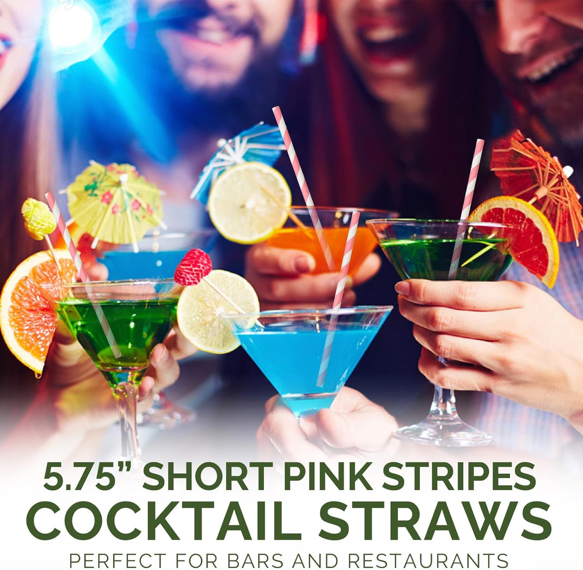 5.75 inch Short Pink Paper Straws 500 Counts, for Cocktail, Mixed Drinks, Cake Pops, Bars
