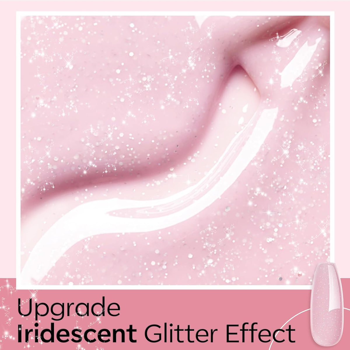 modelones Builder Nail Gel, 8-in-One Nude Pink Glitter Builder, Rainbow Iridescent Shimmer Nail Gel