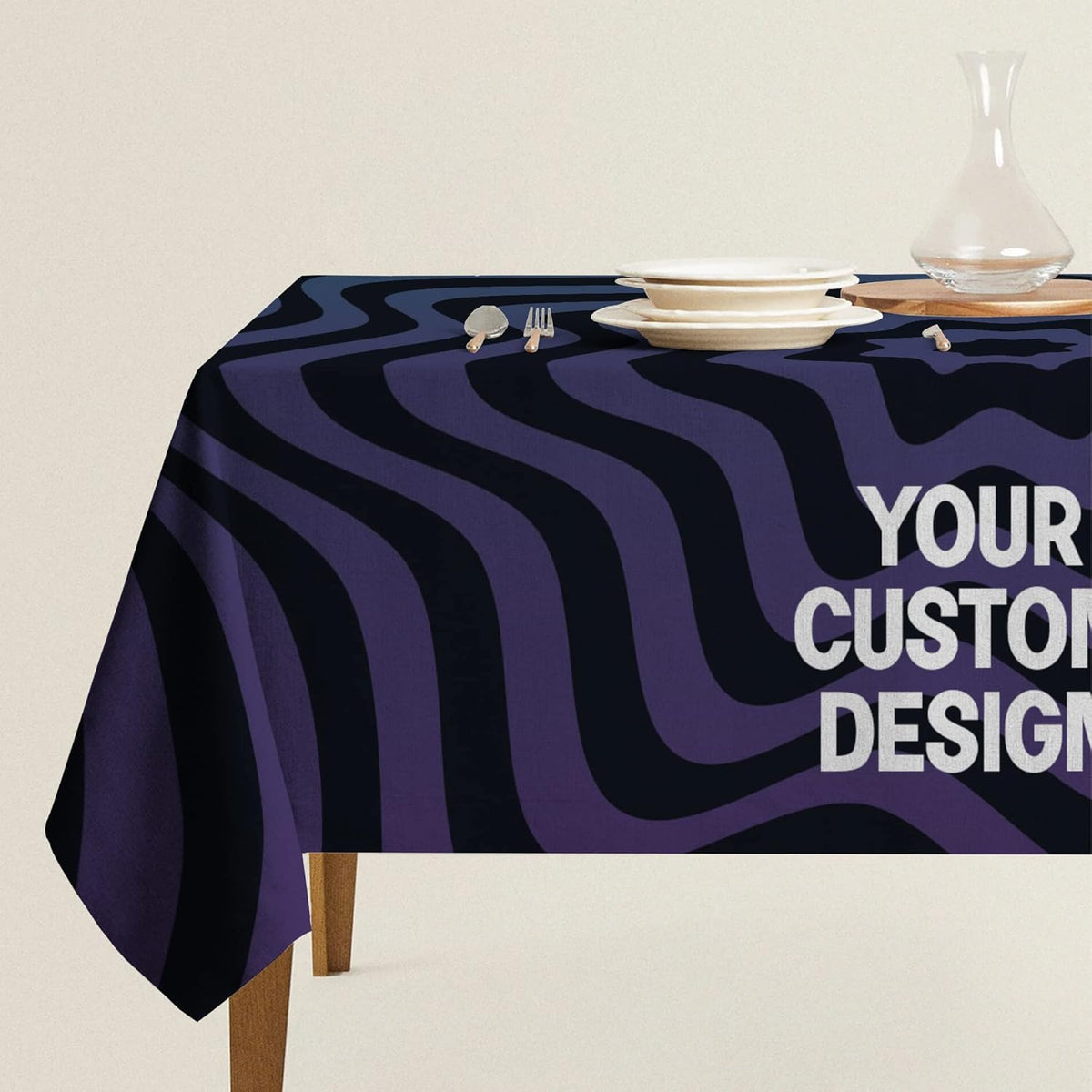 DreamController Custom Table Cloth for 4ft/5ft/6ft Table with Business Logo, Image or Text