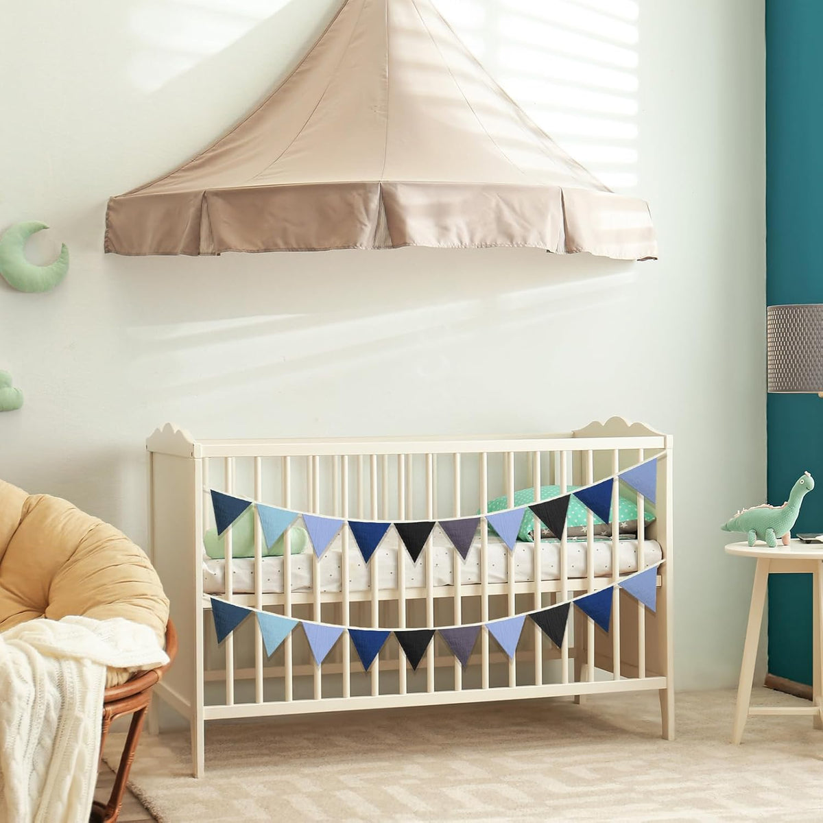 Oudain 15.5 ft Pennant Banner Flags, 2 Pcs Nursery Garland Triangle Bunting Flag Baby Banner for