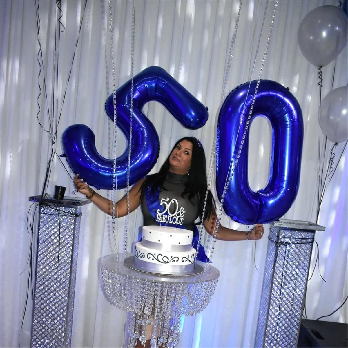 40 Inch Balloon Number 0 Navy Blue, Large Foil Dark Blue Number Balloons Set 0-9, Royal Blue