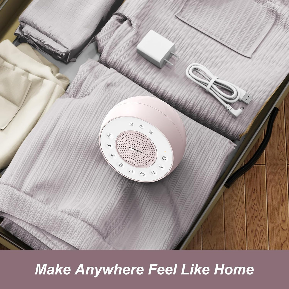 Housbay White Noise Machine with 31 High Fidelity Soothing Sounds, 5W High Power Loud Enough