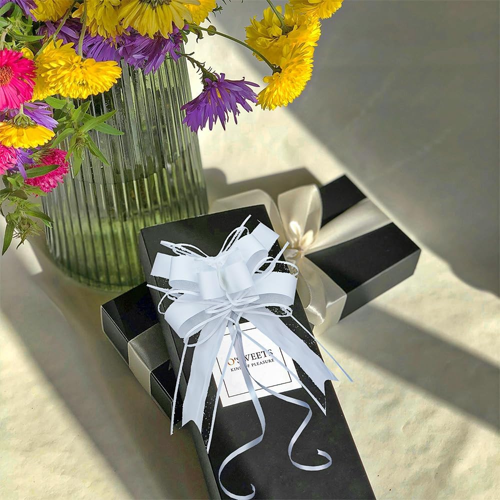 WEWILUCK White Gift Bow, Big White Pull Bows for Gift Wrapping, Wedding, Christmas, Valentine's