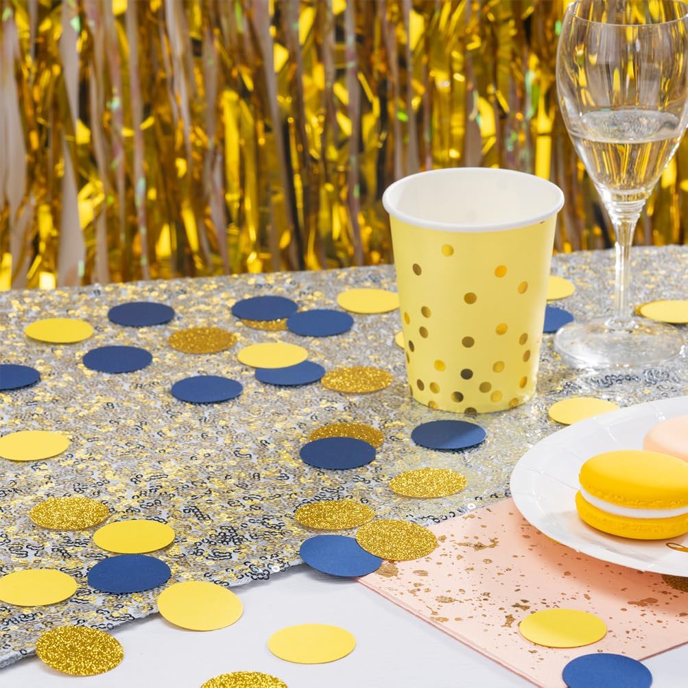 Gold Blue and Yellow Confetti Table Decoration for Graduation Birthday Eid Ramadan Festival Theme