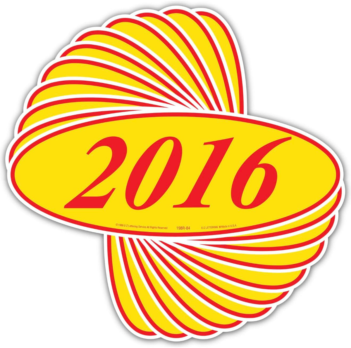 EZ-Line Oval Model Windshield Year Stickers for Car Windows Red and Yellow Large Vinyl Dealership