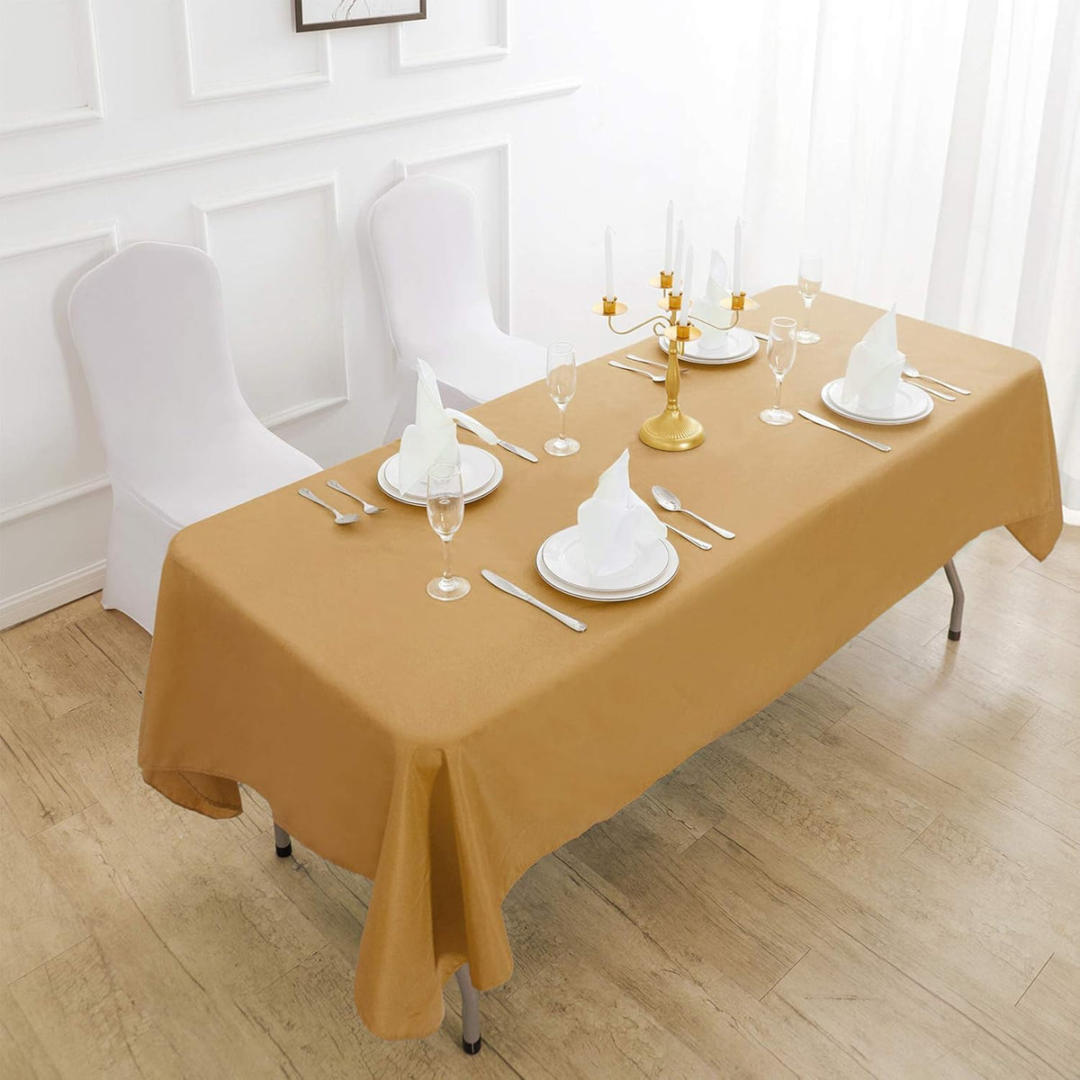 Rectangle Tablecloth 90x156 inch Washable Polyester Fabric Table Cloth for Wedding Party Dining
