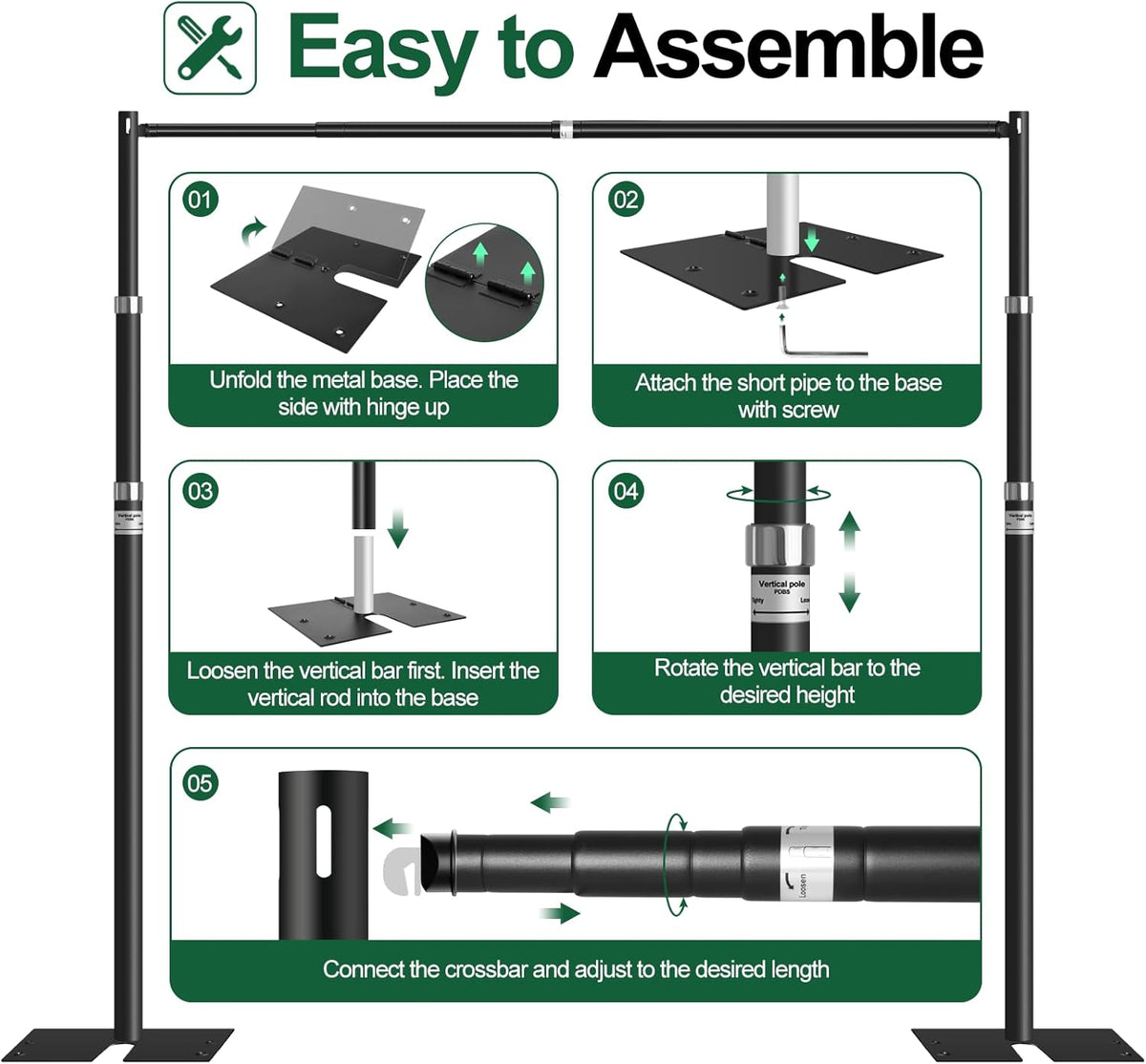 FUDESY Pipe and Drape Backdrop Stand Kit, 10x10ft Heavy Duty Backdrop Stand Adjustable Background