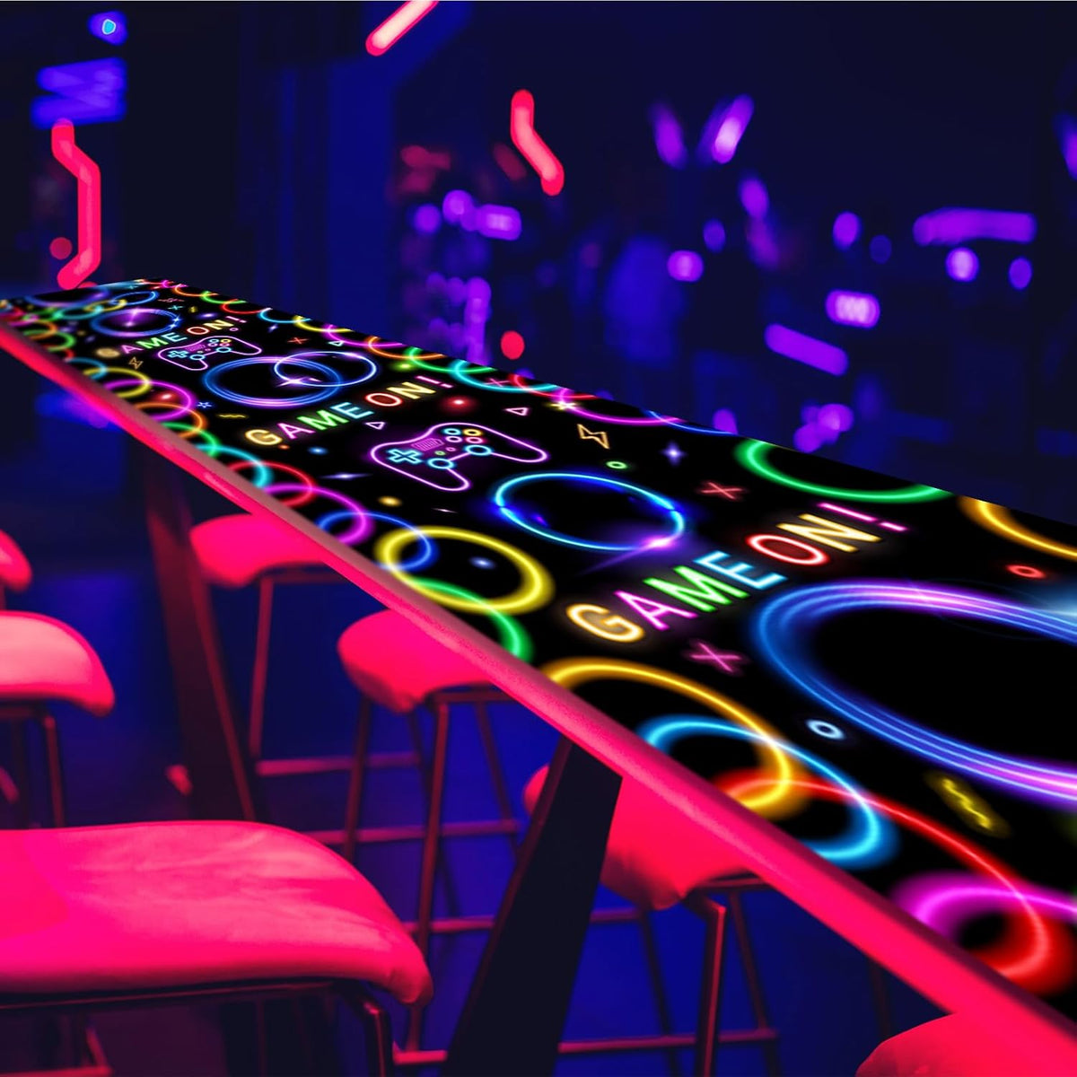 Haull 118 x 39 Inch Neon Light up Dance Floor Glow in The Dark Runner UV Reactive Blacklight Floor