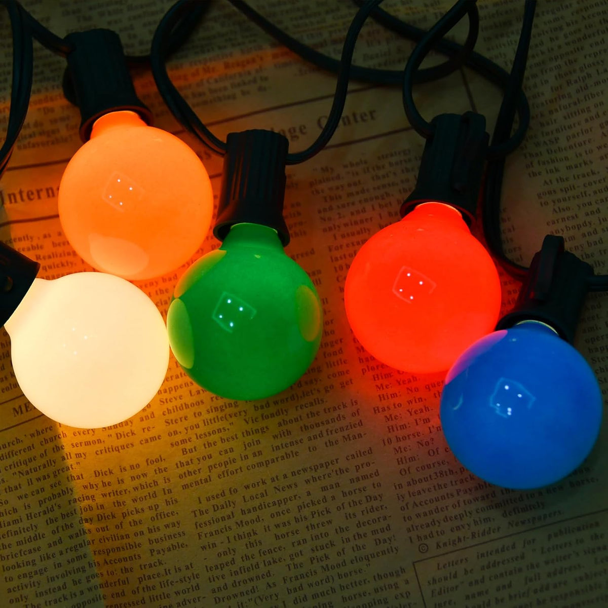 SUNSGNE 25Ft Outdoor Multicolor Christmas Lights, G40 Globe Patio String Lights with 27 Ceramic