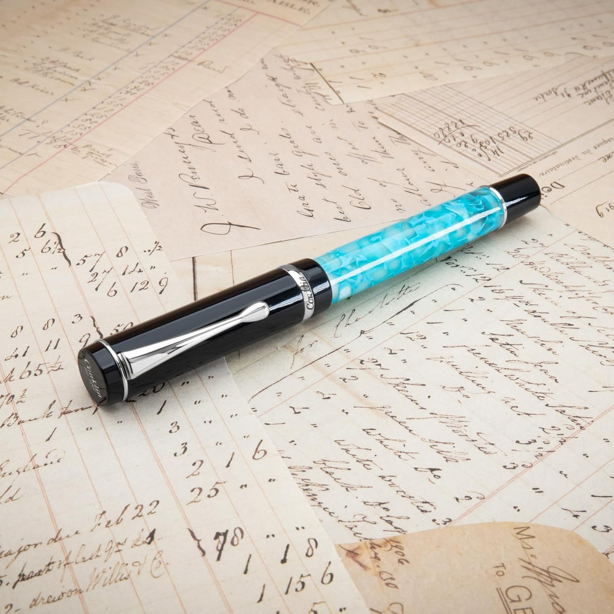 Conklin Duragraph Fountain Pen Turquoise Nights - Medium Nib, Elegant Writing Instrument with