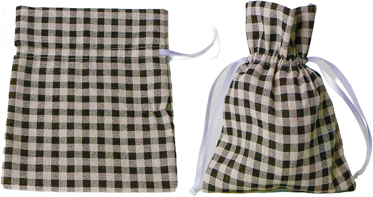 Meseey 5 Pcs Large Fall Burlap Bags with Drawstrings Buffalo Plaid Gift Bags Gingham Sacks Bags