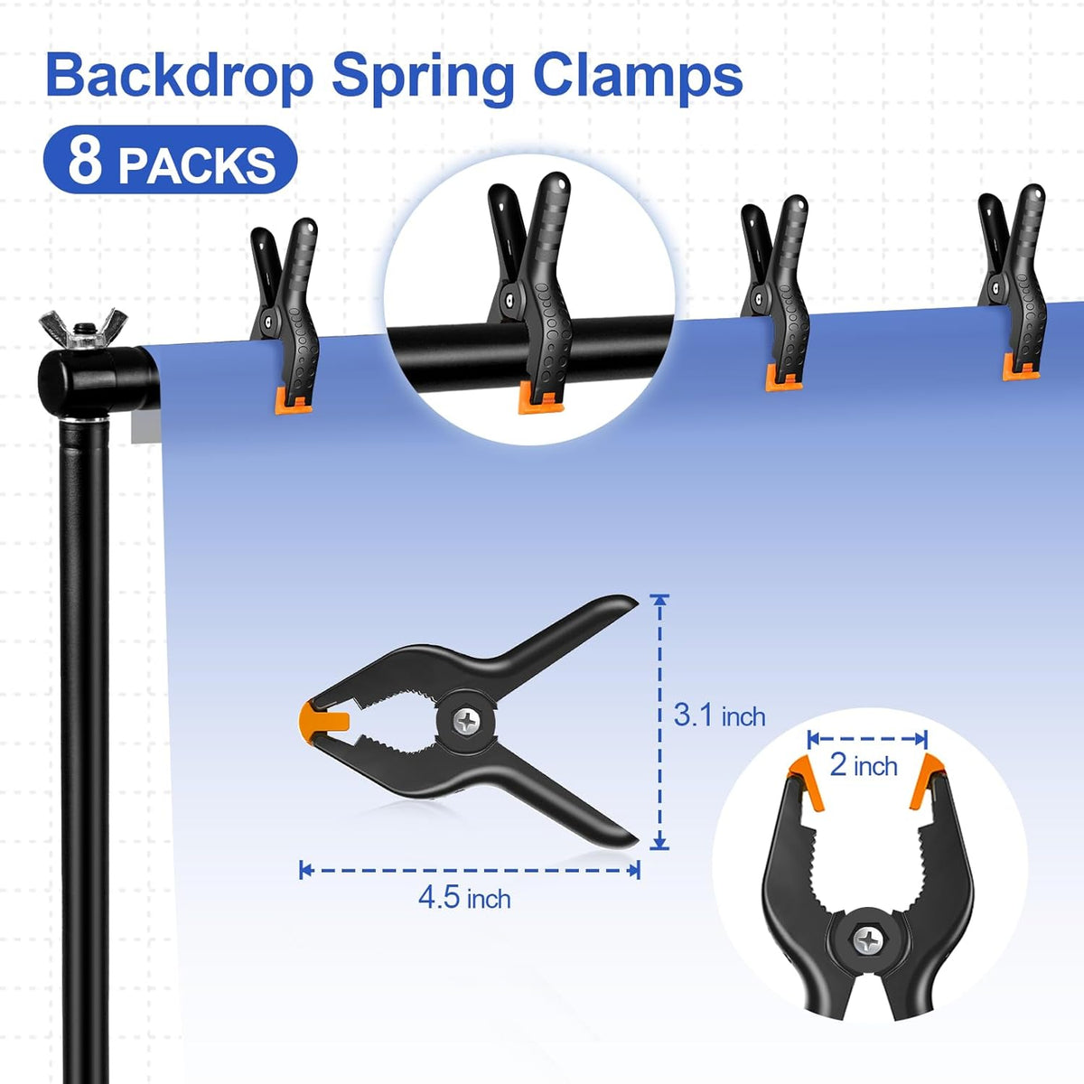Backdrop Stand 10x6.6ft(WxH), Photo Studio Adjustable Background Stand Support System Kit with 8