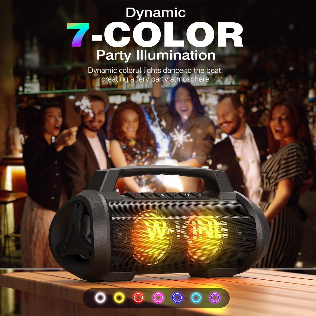 W-KING Portable Speakers Bluetooth Wireless, 120W Max Loudest Bluetooth Speaker, IPX6 Waterproof