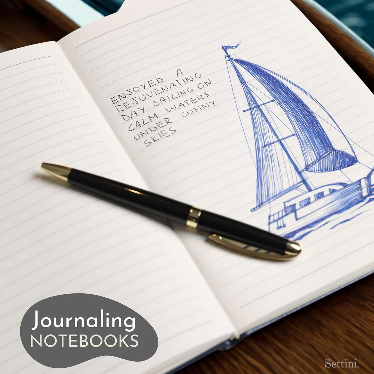 SETTINI Lined Journal, Ideal for Journaling - A5 Vegan Leather Notebook, 192 Archival-Quality