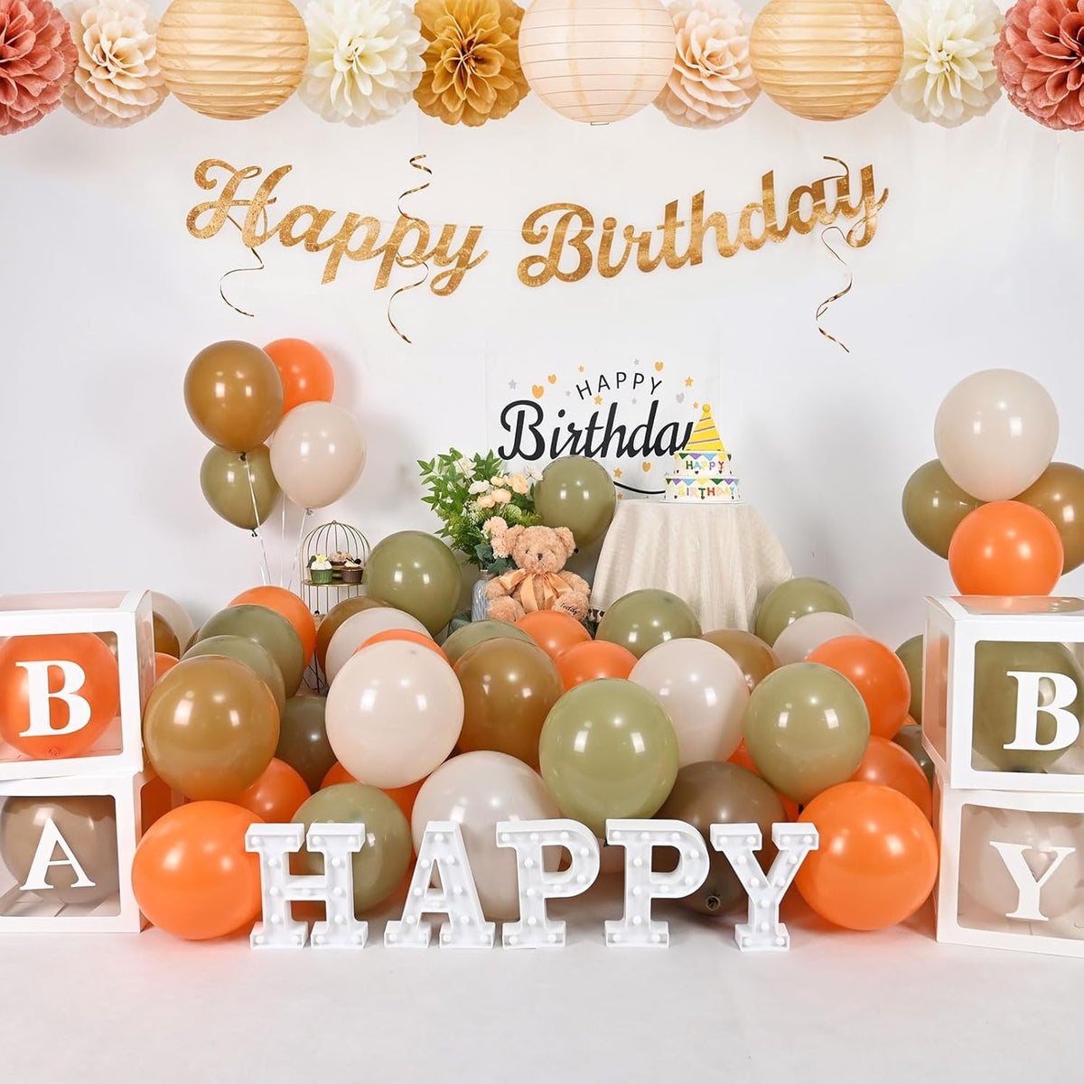 Sage Green Brown Balloon, 60 Packs 12 Inch Brown Beige Jungle Safari Wild Woodland Balloon, Olive