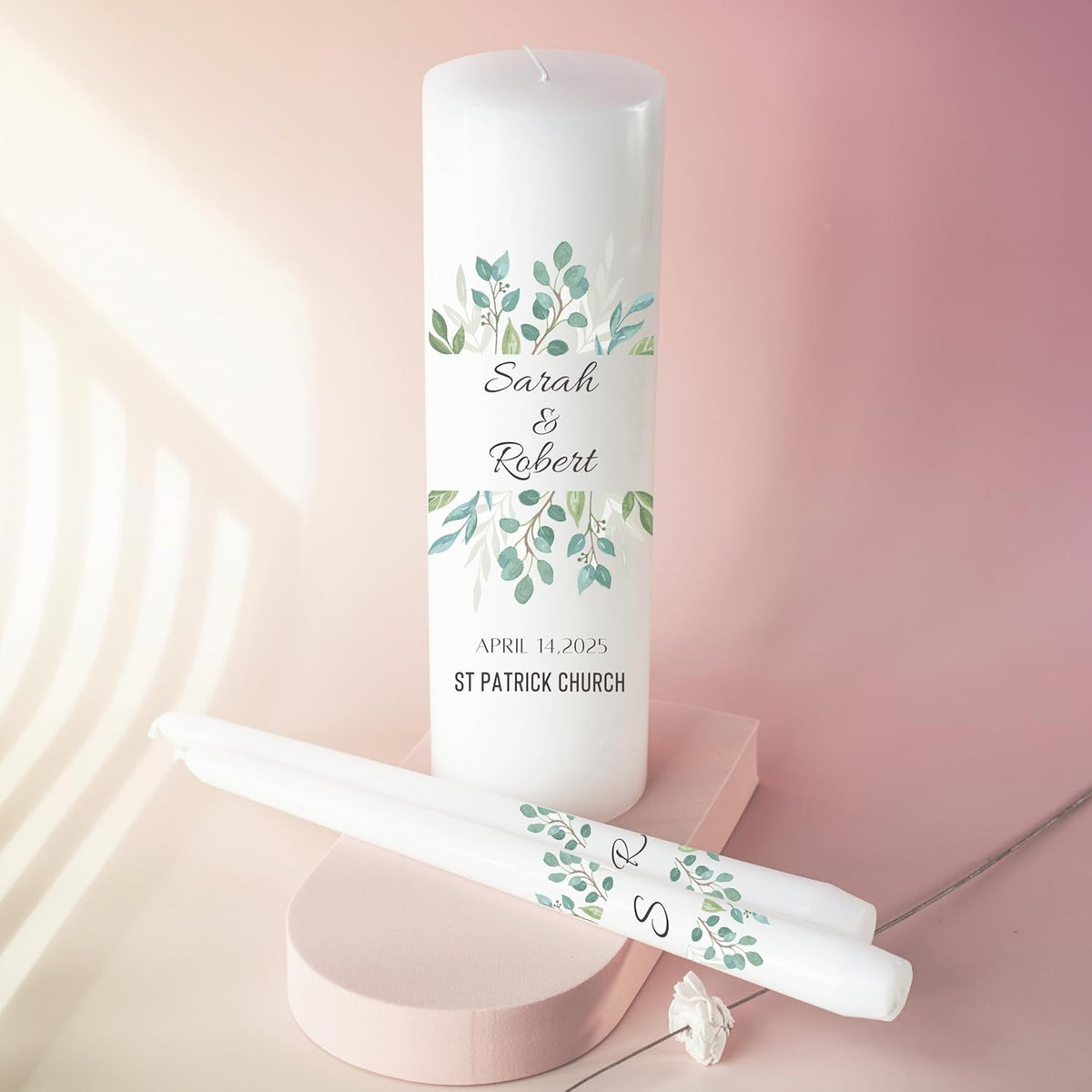 Unity Candles for Wedding, Modern Unity Set, Custom and Personalized Pillar and Taper Candles