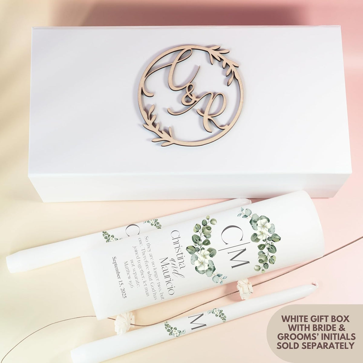 Unity Candles for Wedding, Modern Unity Set, Custom and Personalized Pillar and Taper Candles with