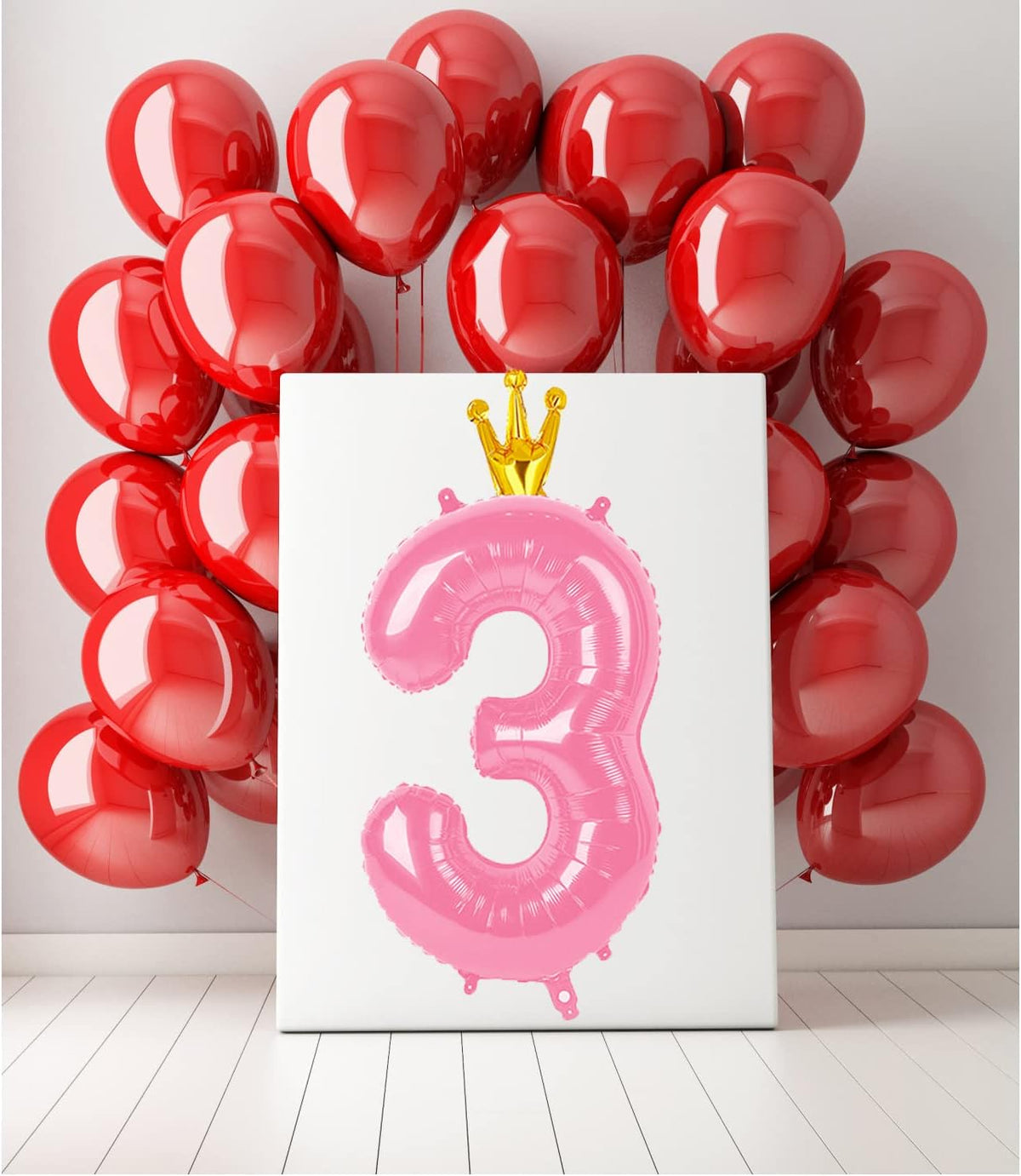 40 Inch Number Balloon 0-9(Zero-Nine) with Crown, Big Size Happy Birthday Balloon, Foil Helium Big