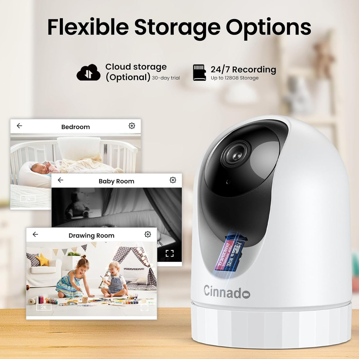 Security Camera Indoor-2K 360° WiFi Cameras for Home Security,Pet/Dog/Baby Camera with Phone app