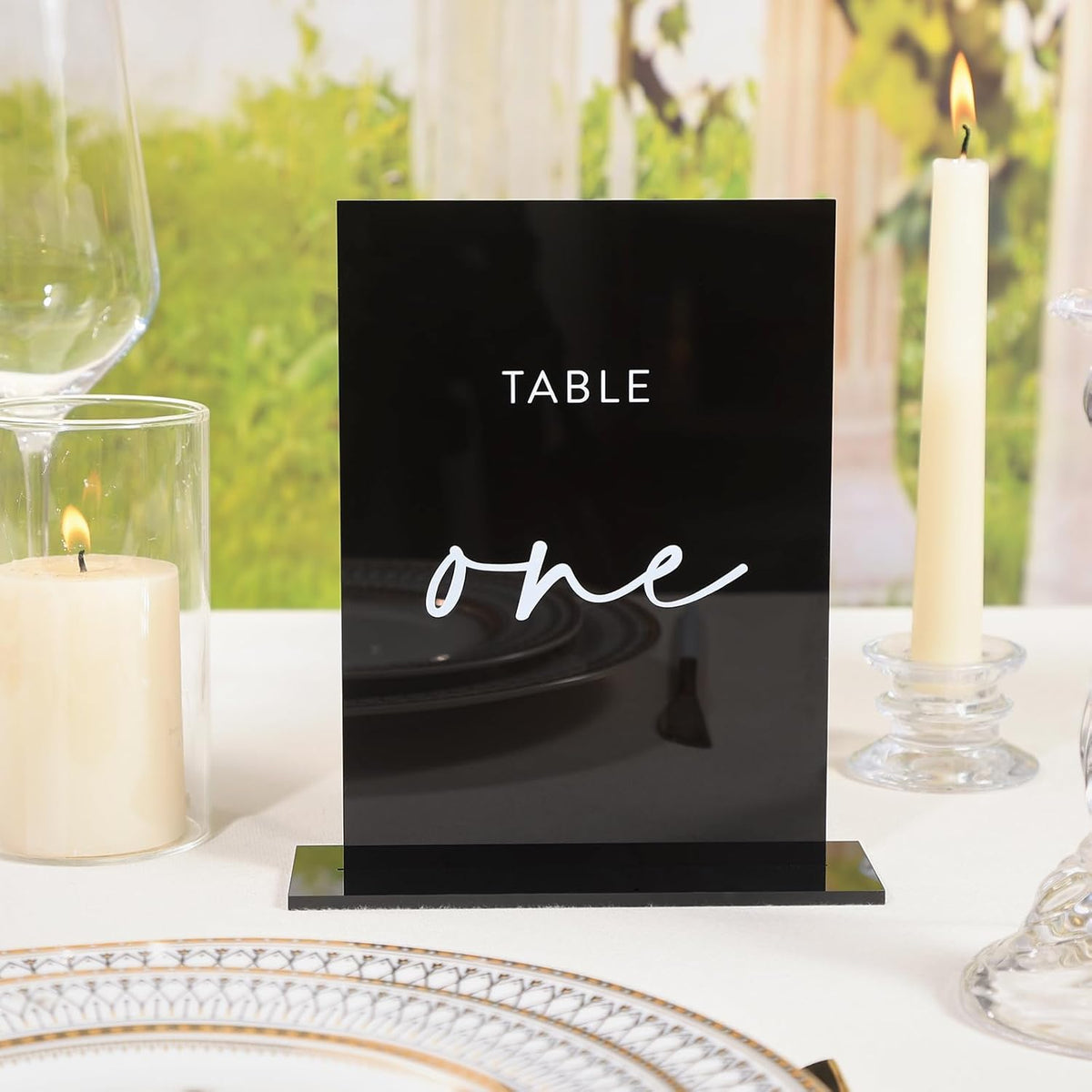 UNIQOOO Black Wedding Double Sided Table Numbers with Stands 1-20 set, 5x7'' Acrylic Signs with
