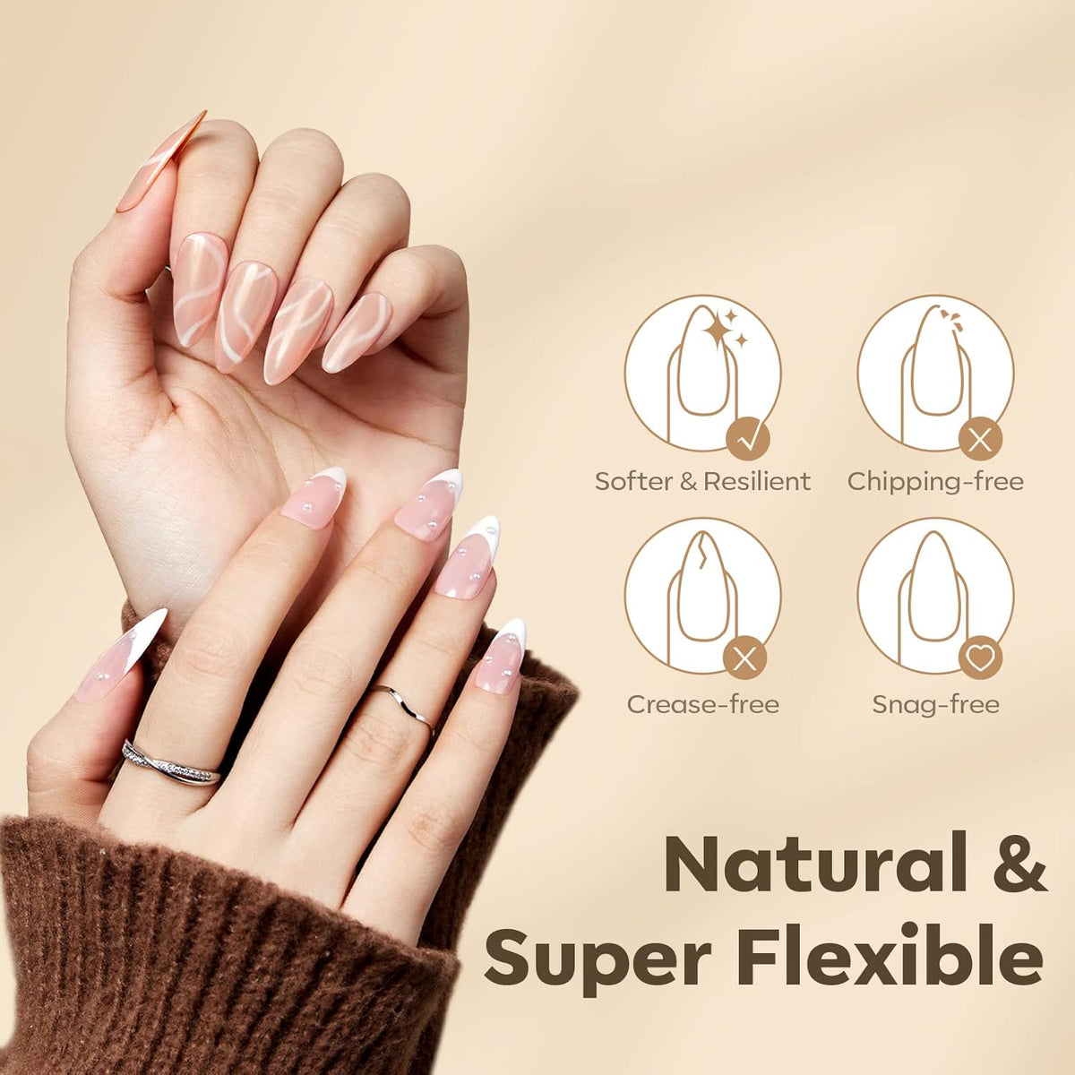 Modelones Medium Almond Nail Tips, 500Pcs Fake Nails Gel Tips Pre-shaped Full Matte Cover False