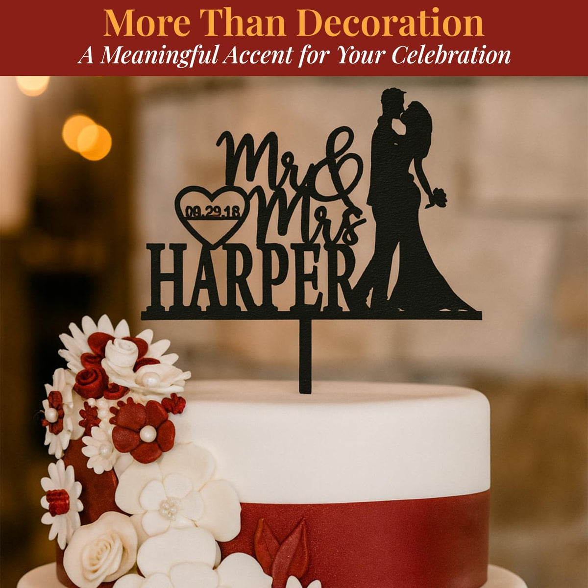 Wedding Cake Toppers- Custom Cake Toppers with Timeless Design- Mr & Mrs Cake Topper to Celebrate