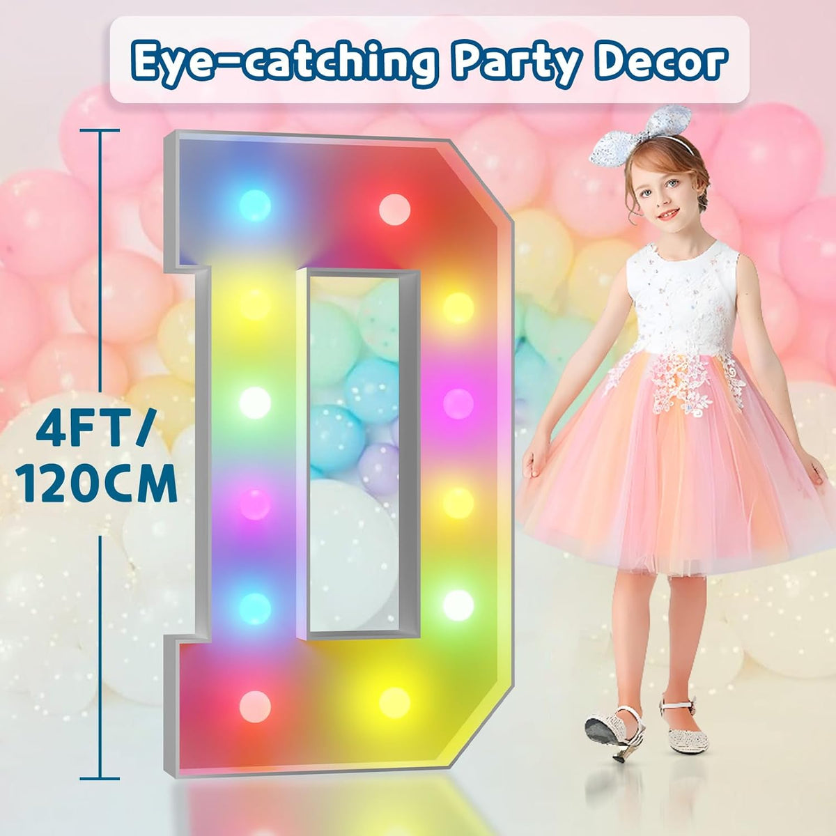 4FT Colorful Marquee Light Up Letters D, 18 Colors Light Up Alphabet Signs with Remote, Marry Me