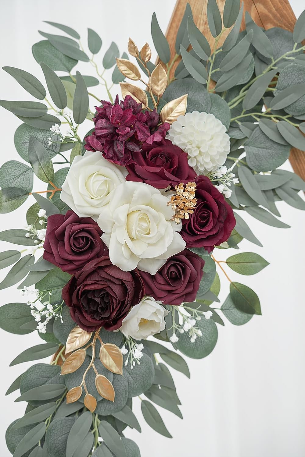 Artificial Burgundy Flower Swag Set of 2 for Wedding Welcome Signs Floral Decorations, Wedding Arch