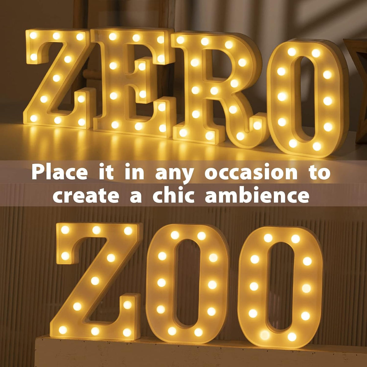 HXWEIYE LED Marquee Letters Lights Sign Z, 26 Alphabet & Number 0-9 Warm White Led Letters for Bar