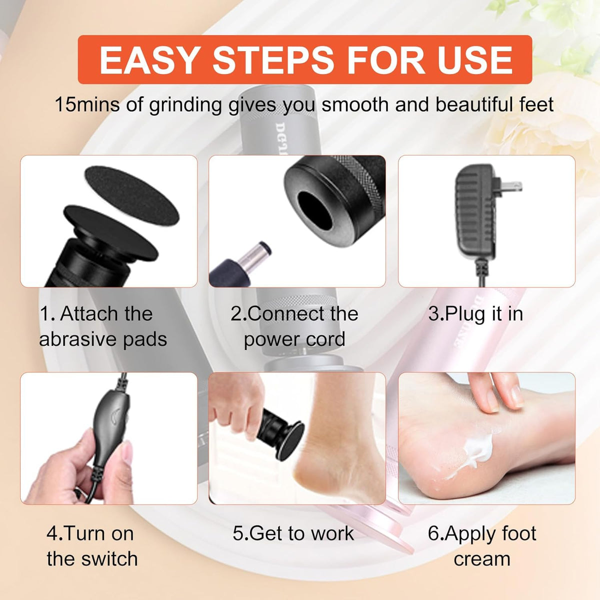 PowerPro Electric Foot Callus Remover,36W Professional 1200rpm Heavy Duty Metal Grinder for Dead