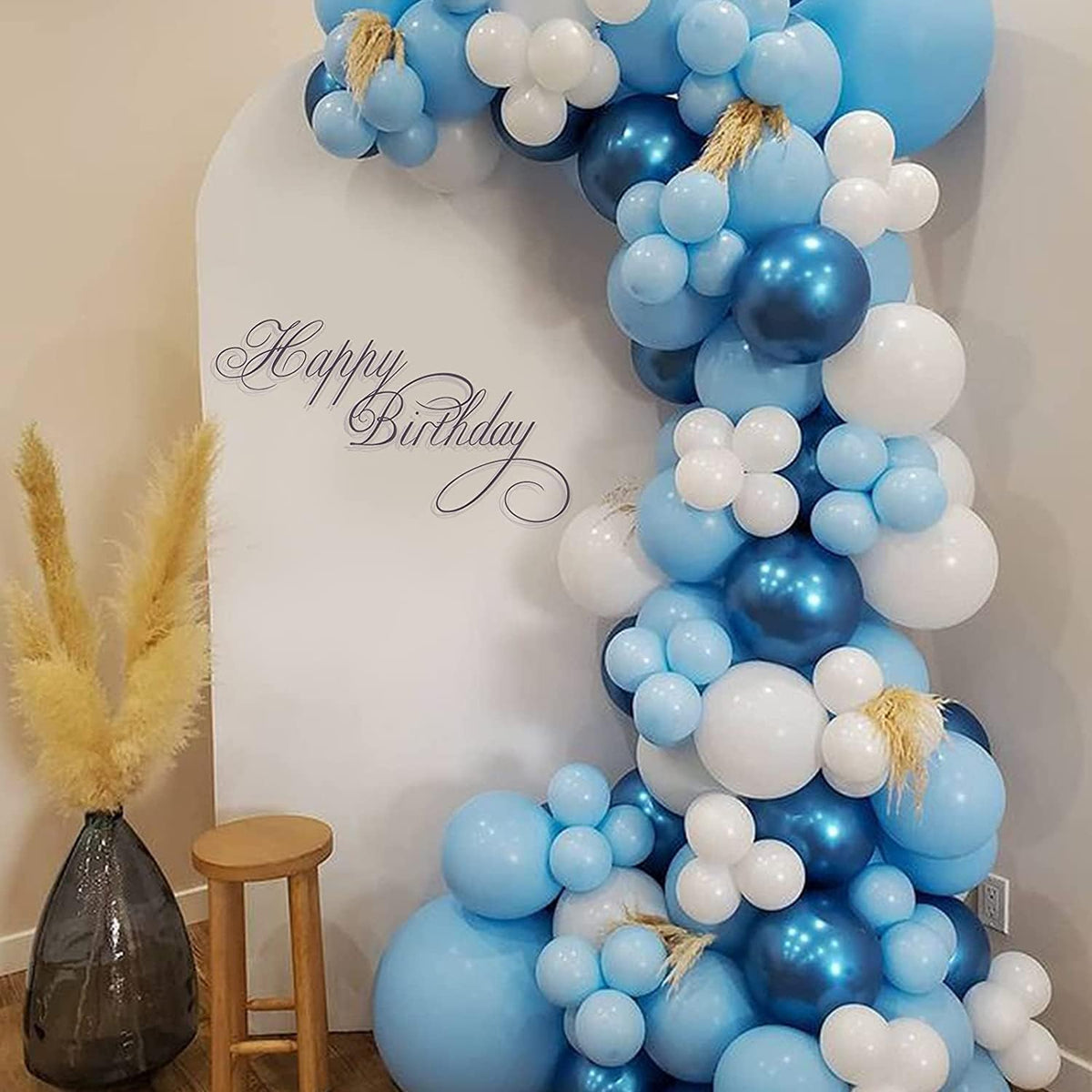 Blue Balloon Set, 60 Packs 12 Inches Metallic Balloons Pearl Macaron Baby Blue Balloon Light Blue
