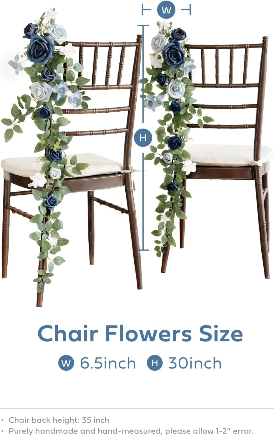 Ling's Moment 10pcs Wedding Chair Decorations Aisle Floral Swag Artificial Pew Flowers Hanging