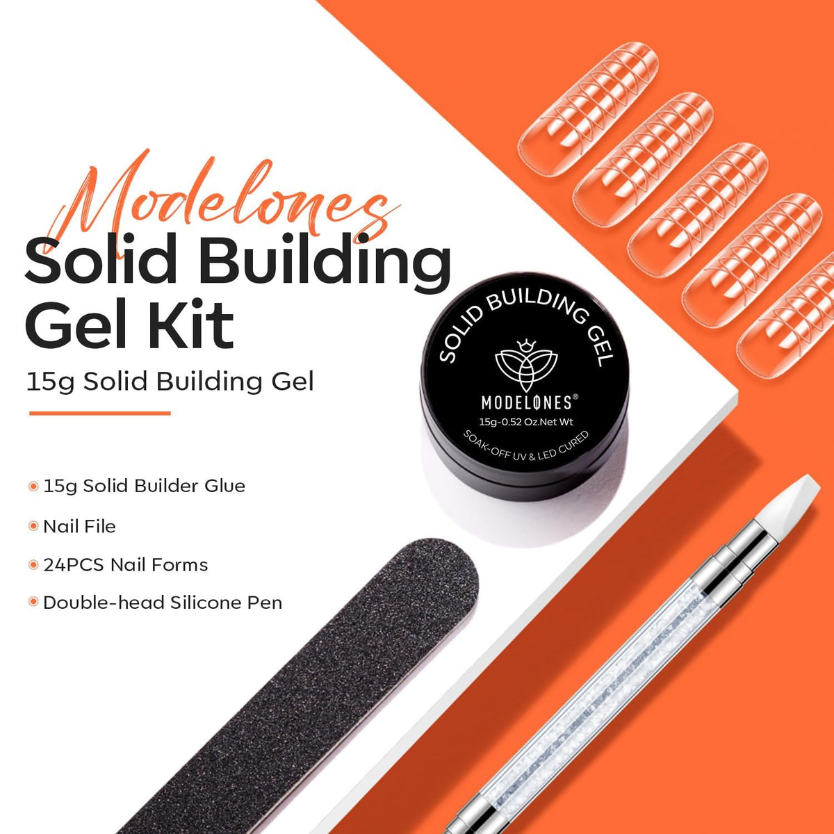 modelones 3D Gel Nail Art Kit, Hard Sculpting Gel for Nail Art Extensions & Molding Non-Sticky for