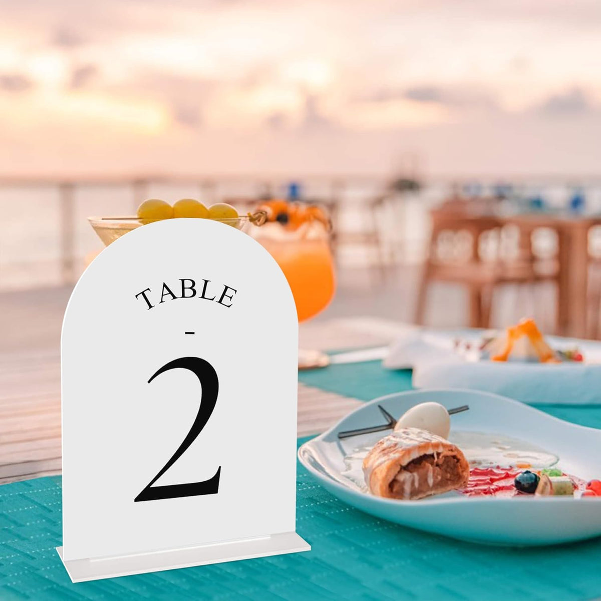 JOYIT Arch Wedding Table Numbers 1-10 with Stands – Double-Sided Printed 5" X 7" Acrylic Signs with
