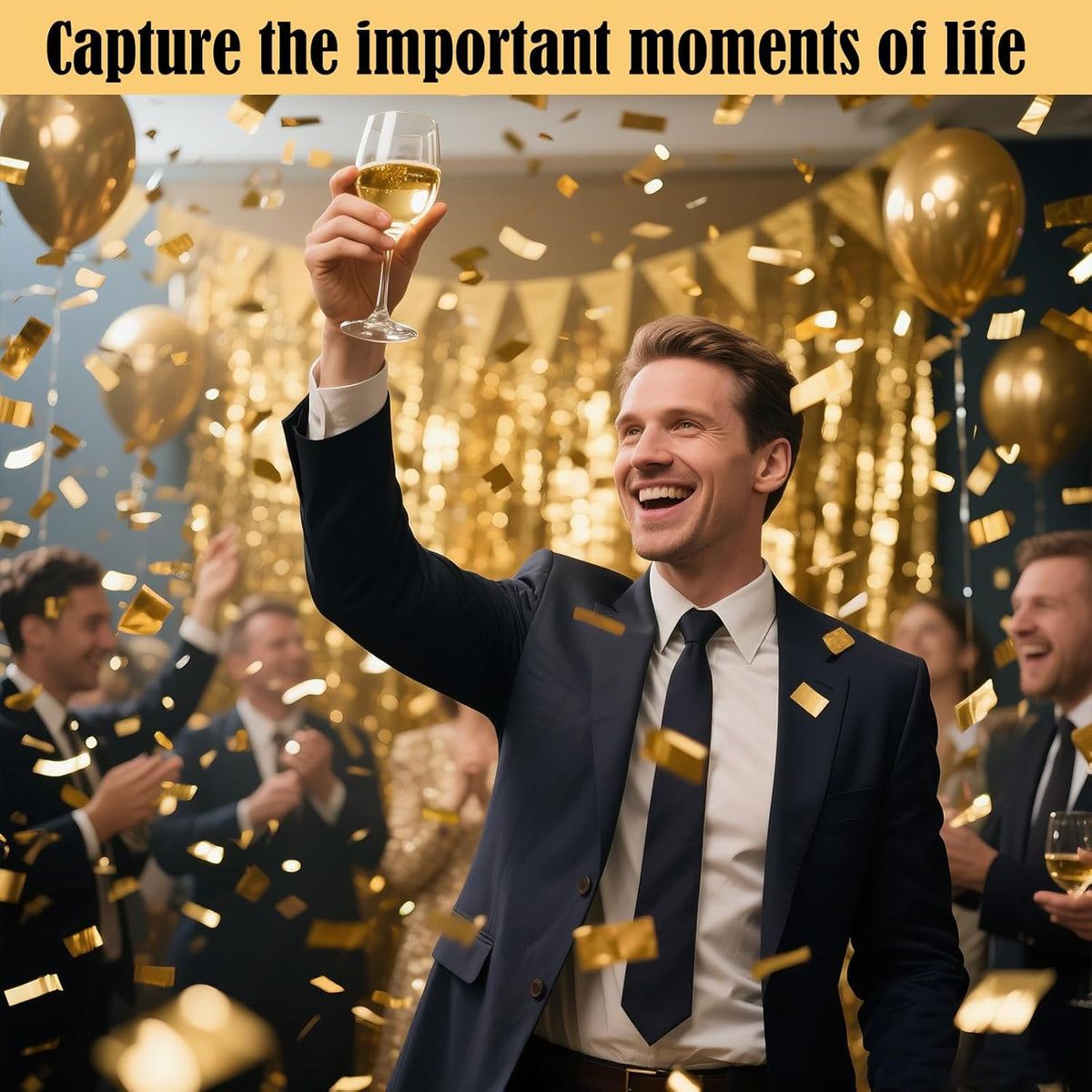 12 Inch Gold Confetti Poppers | 5 Pack Confetti Cannons for Weddings, New Years, Graduation