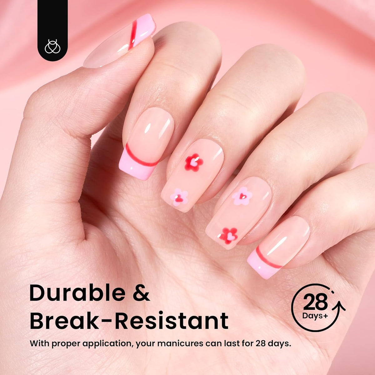 Beetles Short Square Nail Tips, 12 Sizes 288pcs French Full Matte Soft Pre-shaped Etch X Nail Tips