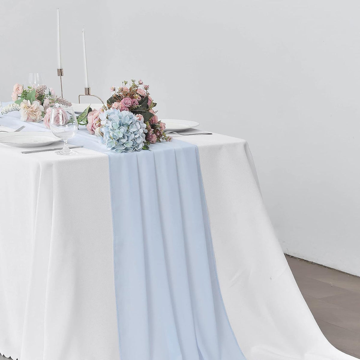 2 Pack 10Ft Baby Blue Chiffon Table Runner Sheer 29x120 Inch for Romantic Wedding Decor Bridal &