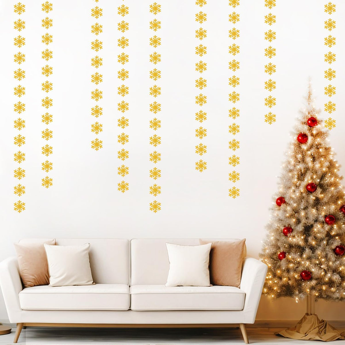 Snowflake-Snow Gold Christmas Party-Decoration Garland - 52ft Winter Wonderland Frozen Ornaments