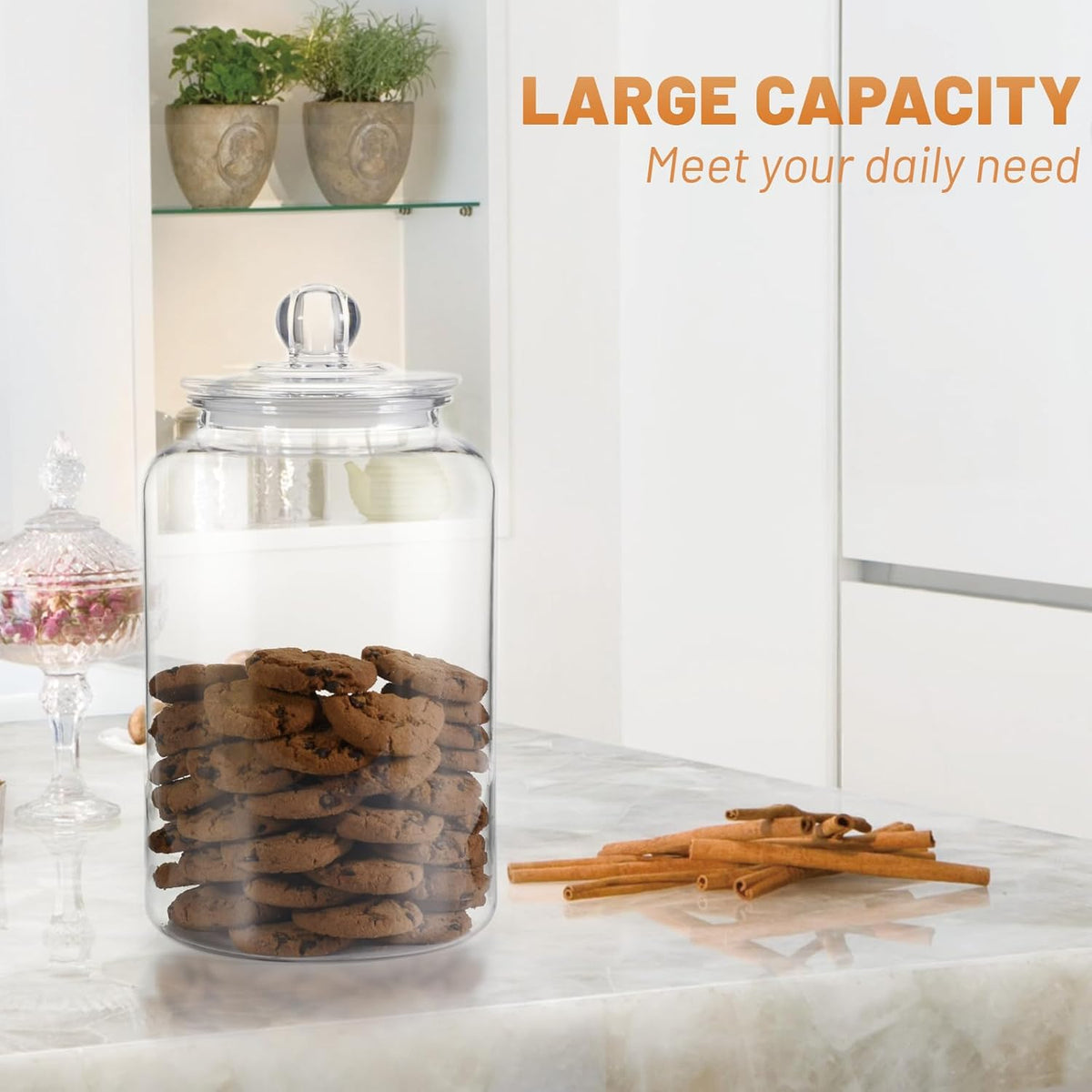 2 Pack 1 Gallon Plastic Cookie Jars, Unbreakable Apothecary Jars with Airtight Lids, Food Storage