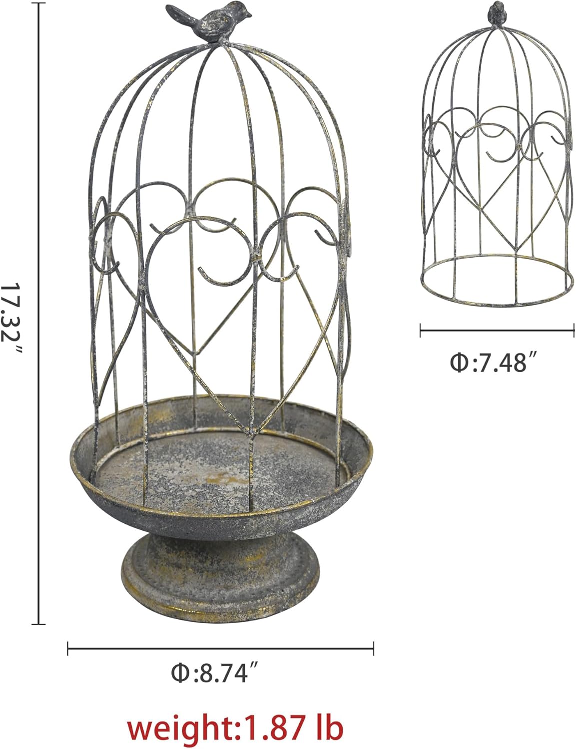 Rustic Farmhouse Metal Planter Holder Vintage Birdcage Candle Holder Distressed Deractive Flower