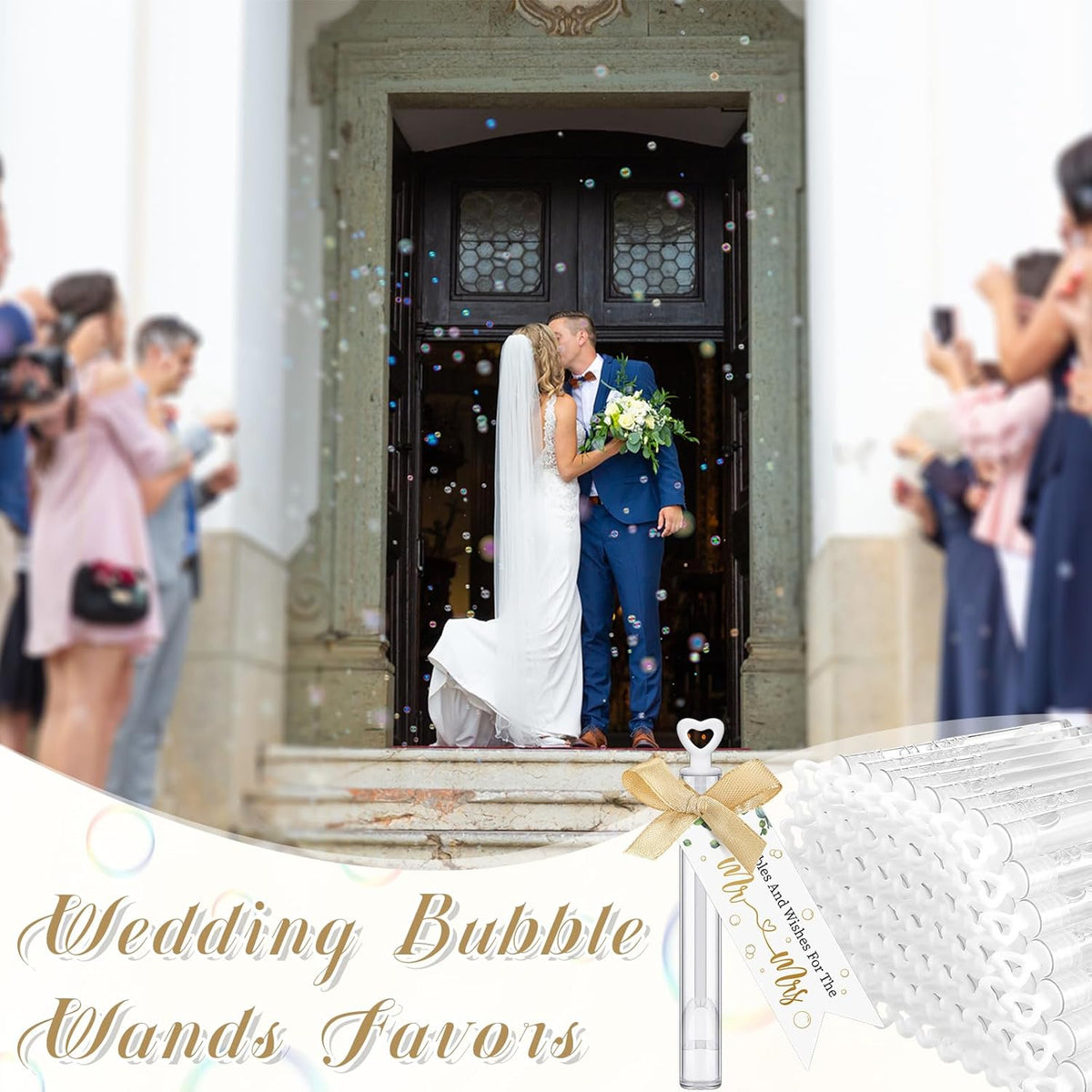 405 Pcs Wedding Bubbles Wands Set Include Heart Bubble Wands Bubbles Send Off Cards Gift Tags Wood