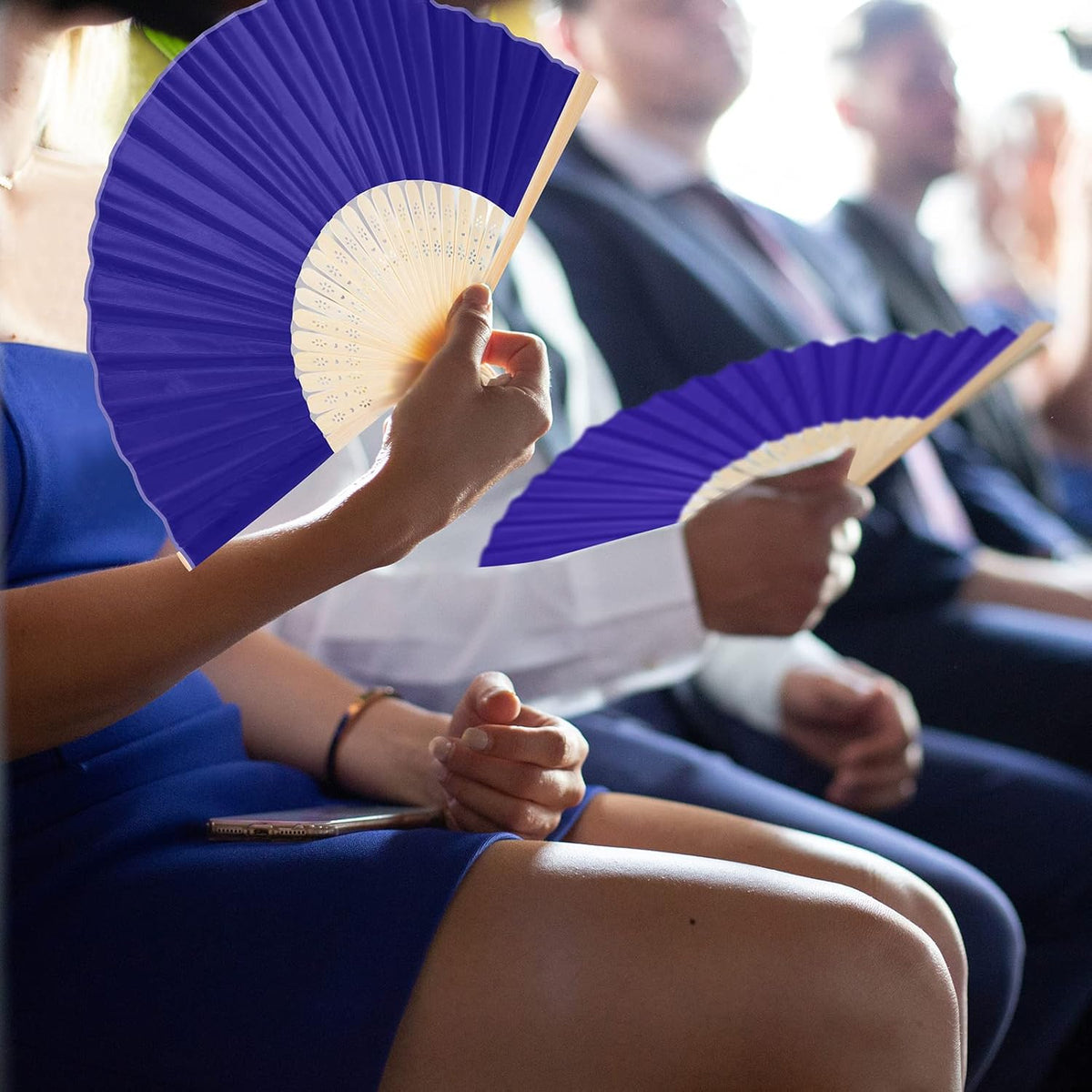 Aneco 18 Pieces Handheld Fans Cloth Hand Fans Bamboo Folding Fans for Wedding Decoration, Church