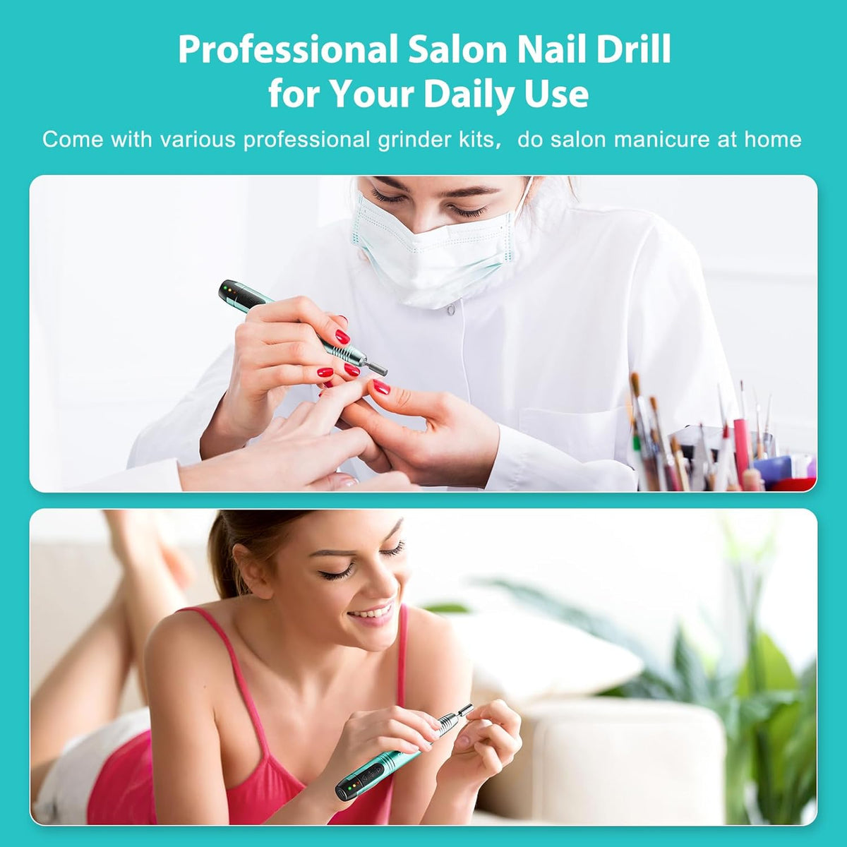 COSLUS Cordless Nail Drill Electric File: Professional for Acrylic Gel Dip Powder Nails Portable
