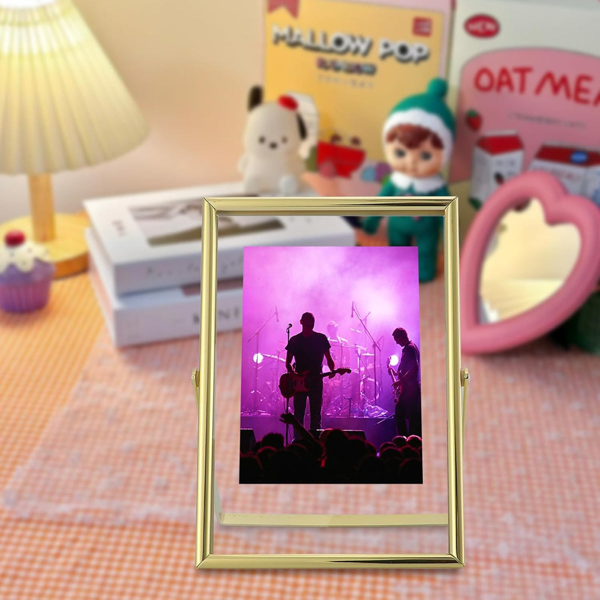 Gold Floating Frame, 4"x6", Vertical, For Picture 3.5x5, 2x3, 1x2, Small Tabletop Photo Frame
