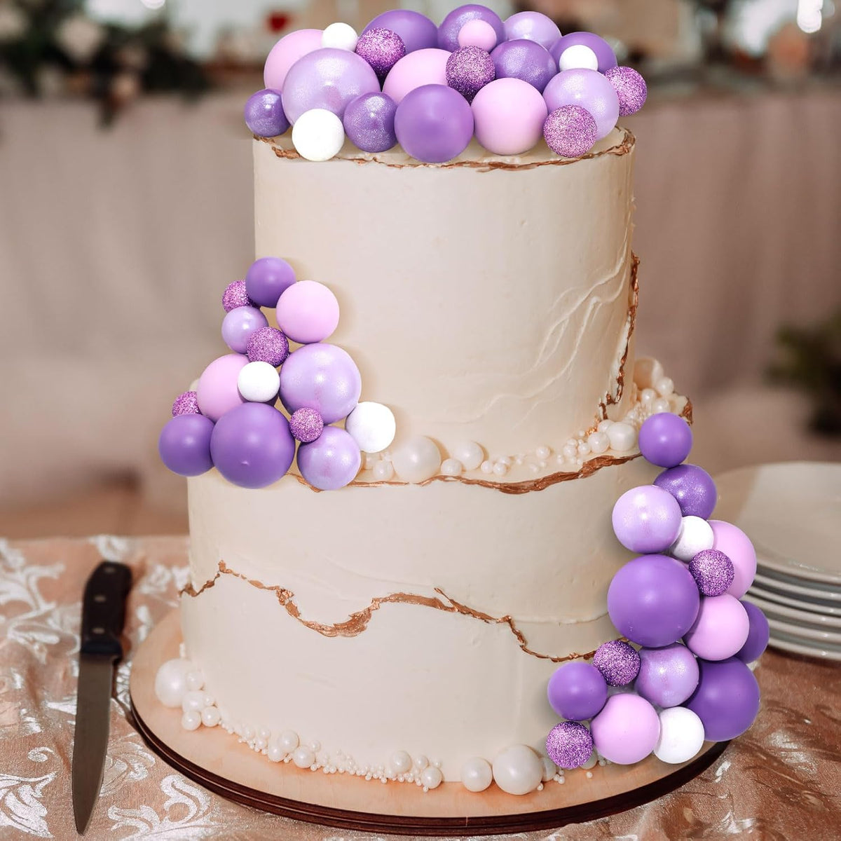 108 Pcs Balls Cake Topper DIY Cupcake Insert Foam Balloons for Cake Baking Wedding Anniversary