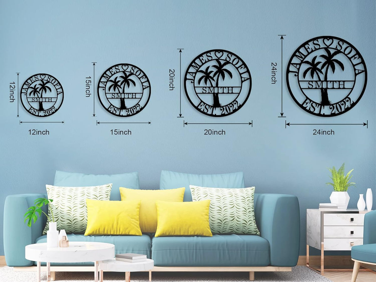 Personalized Metal Palm Tree Sign, Custom Signs Outdoor Palm Tree, Personalized Palm Tree Sign