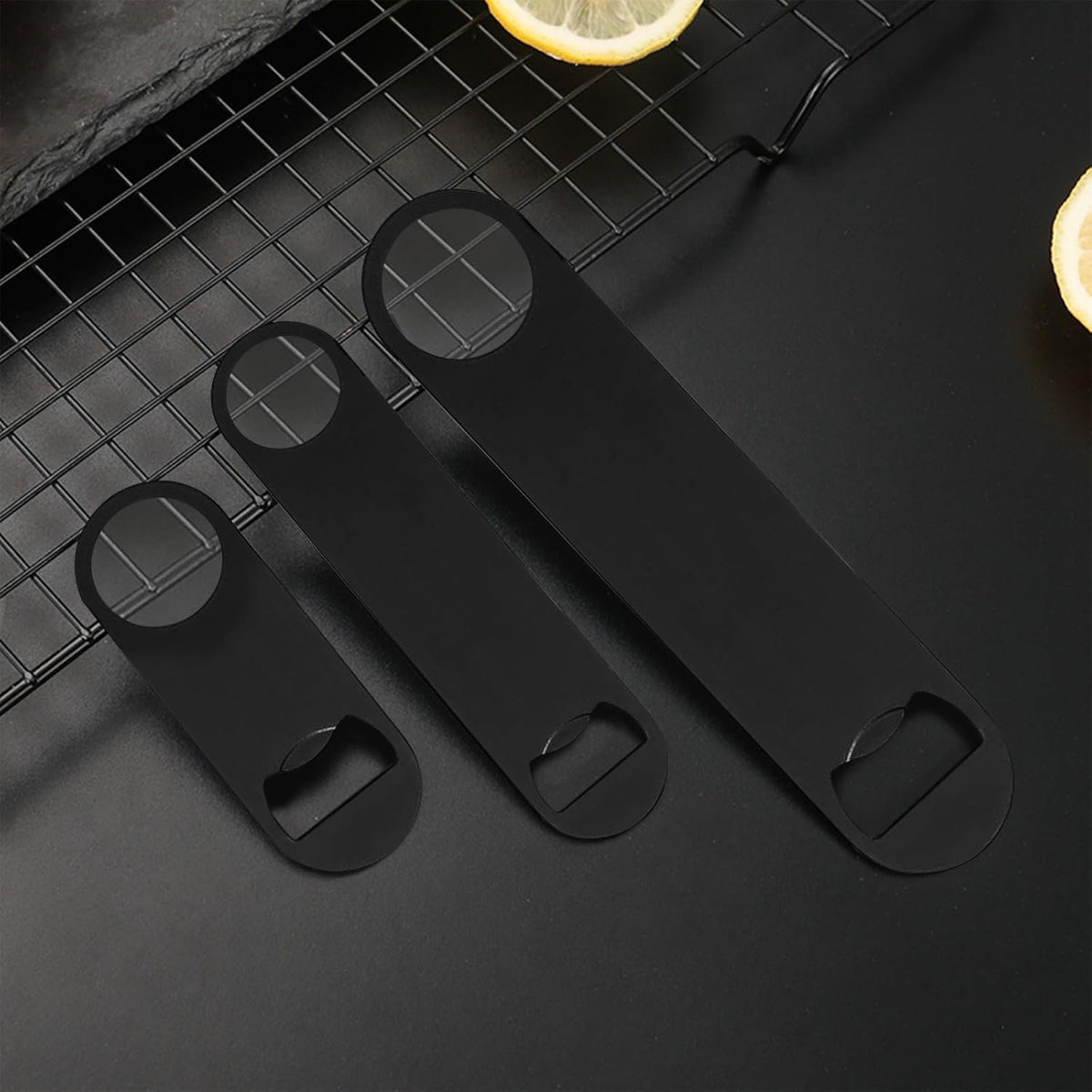 100 Pack Flat Beer Bottle Opener 5 inch Stainless Steel Flat Bottle Opener Black Beer Bottle