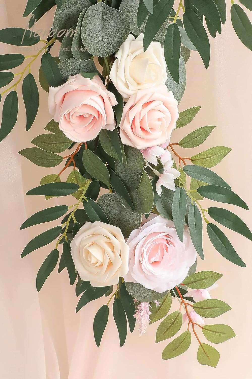 Floroom 6ft Artificial Eucalyptus Garland with Flowers Fake Greenery Faux Floral Vine Garland for
