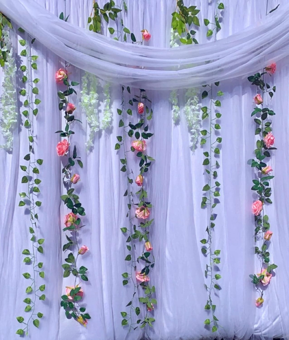 UKELER 2 Pack Artificial Floral Garland Total 14FT Rose Flower Vines Hanging Flower Plants for Home