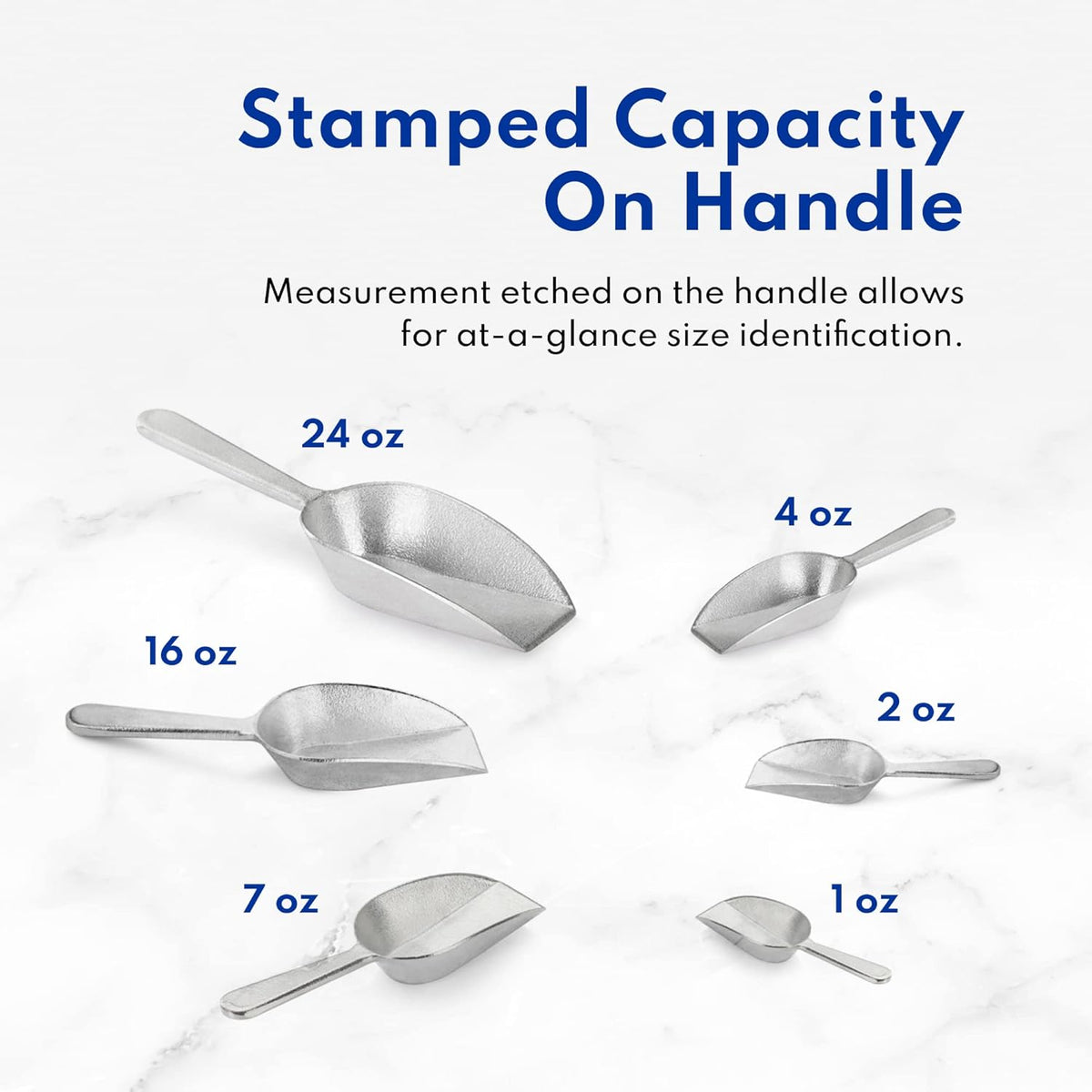 New Star Foodservice 34684 One-Piece Cast Aluminum Flat Bottom Bar Ice Flour Utility Scoop